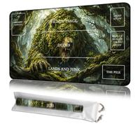 JANENFNA Playmat for MTG, 24 x 14 in with Zones, Moss Bear Forest | 2mm Non-Slip Rubber Base with Stitched Edges, Machine-Washable Surface and Storage Bag for Magic The Gathering TCG Games.