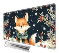 JANENFNA Playmat for MTG,Game Play Mat for MTG TCG 24 x 14 inches, Premium Stitched Non-Slip Rubber Tabletop, Magic Play mat Card Game Mat for Magic The Gathering,Battle Game-Winter Fox