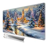 JANENFNA Playmat for MTG,Game Play Mat for MTG TCG 24 x 14 inches, Premium Stitched Non-Slip Rubber Tabletop, Magic Play mat Card Game Mat for Magic The Gathering,Battle Game-Winter Village