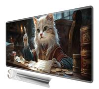 JANENFNA Playmat for MTG,Game Play Mat for MTG TCG 24 x 14 inches, Premium Stitched Non-Slip Rubber Tabletop, Magic Play mat Card Game Mat for Magic The Gathering,Battle Game-Cat Judge
