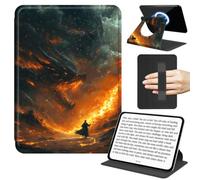 JANENFNA Rotating Case for 6.8" Kindle Paperwhite 11th Gen, Slim Stand Cover with Handle, 360° Rotating Folio, TPU Bumper, Detachable Magnetic Back, Stellar Dragon & Mage