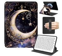 JANENFNA Rotating Case for 6" Kindle 11th Gen 24/22, Slim Stand Cover with Handle, 360° Rotating Folio, TPU Bumper, Detachable Magnetic Back, Crescent Stars in Sky