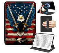JANENFNA Rotating Case for Amazon Kindle Paperwhite 4 10th Gen 6" 18, Slim Rotating Stand Case with Handle, 360° Rotating Folio Cover, TPU Bumper, Detachable Magnetic Back, Eagle with Swords