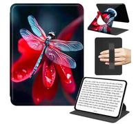 JANENFNA Rotating Case for Amazon Kindle Paperwhite 4 10th Gen 6" 18, Slim Rotating Stand Case with Handle, 360° Rotating Folio Cover, TPU Bumper, Detachable Magnetic Back, Colorful Dragonfly