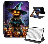 JANENFNA Rotating Case for Kindle 10th Gen 6", Detachable Magnetic Back, 360° Rotating Stand Cover, Slim PU Leather Kindle Case, Hallowmas Punkin