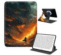 JANENFNA Rotating Case for Kindle Paperwhite 12th 7" & Kindle Colorsoft 12th 7", Detachable Magnetic Back, 360° Rotating Stand Cover, Slim PU Leather Kindle Case, Stellar Dragon & Mage