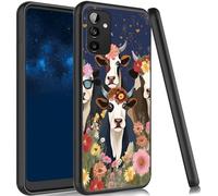 JANENFNA Silicone Case for Samsung Galaxy A15 5G, Soft TPU Phone Case for Galaxy A15 5G, Ultra-Thin Lightweight Anti-Scratch Cover for Samsung A15 5G 6.5", Flowers Cows