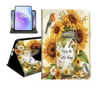 JANENFNA Slim Folio Case Compatible with Amazon Fire HD 8 & Fire HD 8 Plus 8" 2020/2022 and Fire HD 8 2024, 360 Rotating Stand Cover, Auto Sleep/Wake, Sunflower