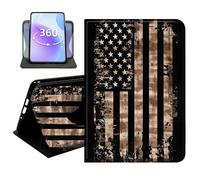 JANENFNA Slim Folio Case Compatible with Amazon Fire HD 8 & Fire HD 8 Plus 8" 2020/2022 and Fire HD 8 2024, 360 Rotating Stand Cover, Auto Sleep/Wake, Vintage US Flag