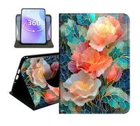 JANENFNA Slim Folio Case Compatible with Amazon Fire HD 8 & Fire HD 8 Plus 8" 2020/2022 and Fire HD 8 2024, 360 Rotating Stand Cover, Auto Sleep/Wake, Pink Peony Floral