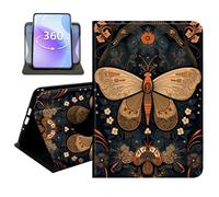 JANENFNA Slim Folio Case Compatible with Amazon Fire HD 8 & Fire HD 8 Plus 8" 2020/2022 and Fire HD 8 2024, 360 Rotating Stand Cover, Auto Sleep/Wake, Orange Moth