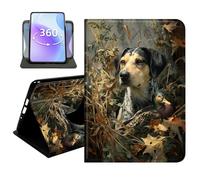 JANENFNA Slim Folio Case Compatible with Amazon Fire HD 8 & Fire HD 8 Plus 8" 2020/2022 and Fire HD 8 2024, 360 Rotating Stand Cover, Auto Sleep/Wake, Hunting Dog & Duck Art