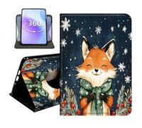 JANENFNA Slim Folio Case Compatible with Amazon Fire HD 8 & Fire HD 8 Plus 8" 2020/2022 and Fire HD 8 2024, 360 Rotating Stand Cover, Auto Sleep/Wake, Winter Fox with Scarf