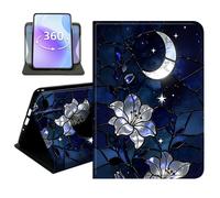 JANENFNA Slim Folio Case Compatible with Amazon Fire Max 11 Tablet 11" 2023 Release, 360 Rotating Stand Cover, Auto Sleep/Wake, PU Leather Cover with TPU Bumper, Stained Glass Moon Lily