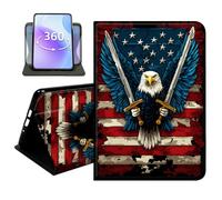 JANENFNA Slim Folio Case Compatible with Amazon Kindle Paperwhite 4 6" 2018, 10th Generation, 360 Rotating Stand Cover, Auto Sleep/Wake, PU Leather Cover with TPU Bumper, Eagle with Swords