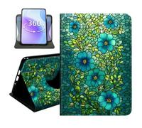 JANENFNA Slim Folio Case Compatible with Basic Kindle 11th Generation 6" 2022/2024 Release, 360 Rotating Stand Cover, Auto Sleep/Wake, Stained Glass Blue Bloom