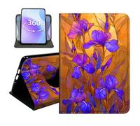 JANENFNA Slim Folio Case Compatible with Basic Kindle 11th Generation 6" 2022/2024 Release, 360 Rotating Stand Cover, Auto Sleep/Wake, Stained Glass Iris Flower