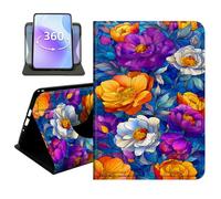 JANENFNA Slim Folio Case Compatible with Basic Kindle 11th Generation 6" 2022/2024 Release, 360 Rotating Stand Cover, Auto Sleep/Wake, Stained Glass Peonies