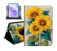 JANENFNA Slim Folio Case Compatible with Basic Kindle 11th Generation 6" 2022/2024 Release, 360 Rotating Stand Cover, Auto Sleep/Wake, Blueprint Sunflowers