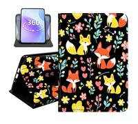 JANENFNA Slim Folio Case Compatible with iPad 10th Gen 10.9" 2022 and iPad A16 11th Gen 11" 2025, PU Leather 360 Rotating Stand Cover, Auto Sleep/Wake, TPU Bumper, Fox & Flower Pattern