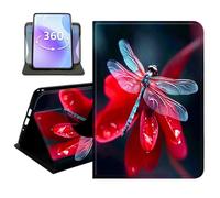 JANENFNA Slim Folio Case Compatible with iPad 9.7" 2017/2018 5th/6th Gen and iPad Air 2, PU Leather 360 Rotating Stand Cover, Auto Sleep/Wake, TPU Bumper, Colorful Dragonfly
