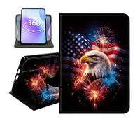 JANENFNA Slim Folio Case Compatible with iPad Air 11" 2024/2025/2026 and iPad Air 10.9" 5th/4th Gen 2022/2020, PU Leather 360 Rotating Stand Cover, Auto Sleep/Wake, TPU Bumper, Eagle Celebration