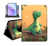 JANENFNA Slim Folio Case Compatible with iPad Air 11" 2024/2025/2026 and iPad Air 10.9" 5th/4th Gen 2022/2020, PU Leather 360 Rotating Stand Cover, Auto Sleep/Wake, TPU Bumper, Cartoon Dinosaur