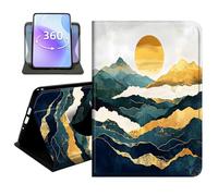 JANENFNA Slim Folio Case Compatible with iPad Air 3 10.5" 2019 and iPad Pro 10.5" 2017, PU Leather 360 Rotating Stand Cover, Auto Sleep/Wake, TPU Bumper, Golden Mountain Sun