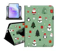 JANENFNA Slim Folio Case Compatible with iPad Air 3 10.5" 2019 and iPad Pro 10.5" 2017, PU Leather 360 Rotating Stand Cover, Auto Sleep/Wake, TPU Bumper, Santa & Snowman Christmas