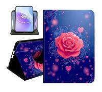 JANENFNA Slim Folio Case Compatible with iPad Air 5th/4th Gen 10.9" 2022/2020 and iPad Pro 11" 2022/2021/2020, 360 Rotating Stand Cover, Auto Sleep/Wake, Red Rose Hearts Happy