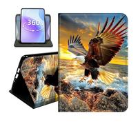 JANENFNA Slim Folio Case Compatible with iPad mini 1/2/3 7.9", 1st/2nd/3rd Generation, PU Leather 360 Rotating Stand Cover, Auto Sleep/Wake, TPU Bumper, Eagle Sunset Ocean Wave