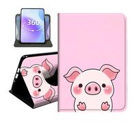 JANENFNA Slim Folio Case Compatible with iPad mini 1/2/3 7.9", 1st/2nd/3rd Generation, PU Leather 360 Rotating Stand Cover, Auto Sleep/Wake, TPU Bumper, Cute Pink Pig