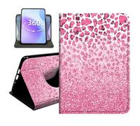 JANENFNA Slim Folio Case Compatible with iPad mini 1/2/3 7.9", 1st/2nd/3rd Generation, PU Leather 360 Rotating Stand Cover, Auto Sleep/Wake, TPU Bumper, Glitter Leopard Pink