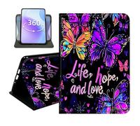JANENFNA Slim Folio Case Compatible with iPad mini 1/2/3 7.9", 1st/2nd/3rd Generation, PU Leather 360 Rotating Stand Cover, Auto Sleep/Wake, TPU Bumper, Butterfly Life Hope Love