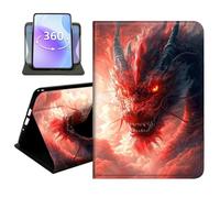 JANENFNA Slim Folio Case Compatible with iPad mini 5/4 7.9", 5th/4th Generation, PU Leather 360 Rotating Stand Cover, Auto Sleep/Wake, TPU Bumper, Fiery Red Eastern Dragon