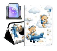JANENFNA Slim Folio Case Compatible with iPad mini 5/4 7.9", 5th/4th Generation, PU Leather 360 Rotating Stand Cover, Auto Sleep/Wake, TPU Bumper, Teddy Bears Air Adventure