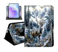 JANENFNA Slim Folio Case Compatible with iPad mini 5/4 7.9", 5th/4th Generation, PU Leather 360 Rotating Stand Cover, Auto Sleep/Wake, TPU Bumper, Snow Deer
