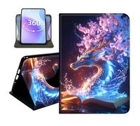 JANENFNA Slim Folio Case Compatible with iPad mini 5/4 7.9", 5th/4th Generation, PU Leather 360 Rotating Stand Cover, Auto Sleep/Wake, TPU Bumper, Cherry Blossom Dragon