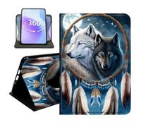 JANENFNA Slim Folio Case Compatible with iPad mini 6th/7th Gen 8.3" 2021/2024 and iPad mini A17 Pro, 360 Rotating Stand Cover, Auto Sleep/Wake, Two Wolfs Dreamcatcher
