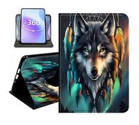 JANENFNA Slim Folio Case Compatible with iPad mini 6th/7th Gen 8.3" 2021/2024 and iPad mini A17 Pro, 360 Rotating Stand Cover, Auto Sleep/Wake, Dreamcatcher Wolf