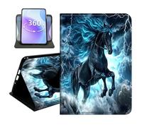 JANENFNA Slim Folio Case Compatible with iPad mini 6th/7th Gen 8.3" 2021/2024 and iPad mini A17 Pro, 360 Rotating Stand Cover, Auto Sleep/Wake, Thunder Horse
