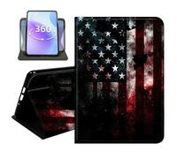 JANENFNA Slim Folio Case Compatible with iPad mini 6th/7th Gen 8.3" 2021/2024 and iPad mini A17 Pro, 360 Rotating Stand Cover, Auto Sleep/Wake, Grunge US Flag