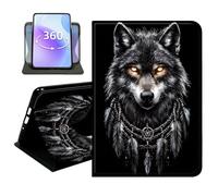 JANENFNA Slim Folio Case Compatible with iPad mini 6th/7th Gen 8.3" 2021/2024 and iPad mini A17 Pro, 360 Rotating Stand Cover, Auto Sleep/Wake, Feathered Wolf