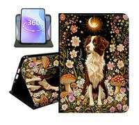 JANENFNA Slim Folio Case Compatible with iPad mini 6th/7th Gen 8.3" 2021/2024 and iPad mini A17 Pro, 360 Rotating Stand Cover, Auto Sleep/Wake, Border Collie Flower