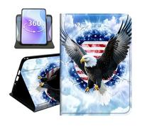 JANENFNA Slim Folio Case Compatible with iPad mini 6th/7th Gen 8.3" 2021/2024 and iPad mini A17 Pro, 360 Rotating Stand Cover, Auto Sleep/Wake, Eagle & US Flag Globe
