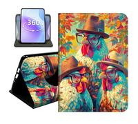 JANENFNA Slim Folio Case Compatible with iPad Pro 12.9" 2022/2021/2020 and iPad Air 13" 2024/2025/2026, 360 Rotating Stand Cover, Auto Sleep/Wake, Funny Autumn Chickens