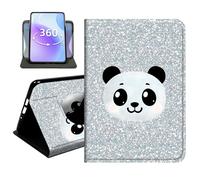 JANENFNA Slim Folio Case Compatible with iPad Pro 13" 2024/2025/2026, PU Leather 360 Rotating Stand Cover, Auto Sleep/Wake, TPU Bumper, Glitter Panda