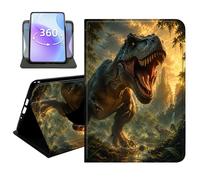 JANENFNA Slim Folio Case Compatible with Kindle Paperwhite 12th Gen 7" 2024 and Kindle Colorsoft 7" 2024/2025, 360 Rotating Stand Cover, Auto Sleep/Wake, Ferocious Jungle Dinosaur