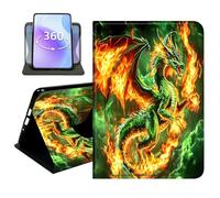 JANENFNA Slim Folio Case Compatible with Kindle Paperwhite 6.8" 2021 and 7" 2024, 11th/12th Generation, 360 Rotating Stand Cover, Auto Sleep/Wake, Fire Dragon