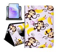 JANENFNA Slim Folio Case Compatible with Kindle Paperwhite 6.8" 2021 and 7" 2024, 11th/12th Generation, 360 Rotating Stand Cover, Auto Sleep/Wake, Monkeys and Bananas